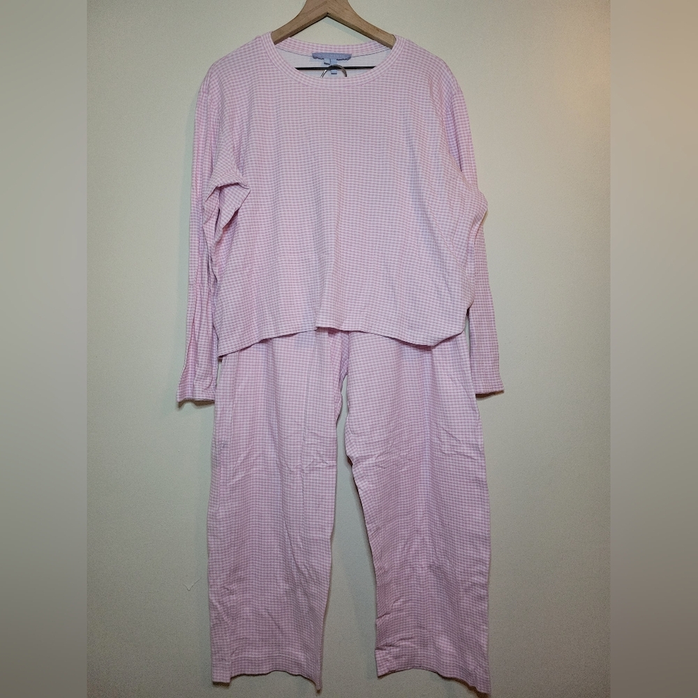 Hill House pink gingham pajama set, sz m - Picture 1 of 8